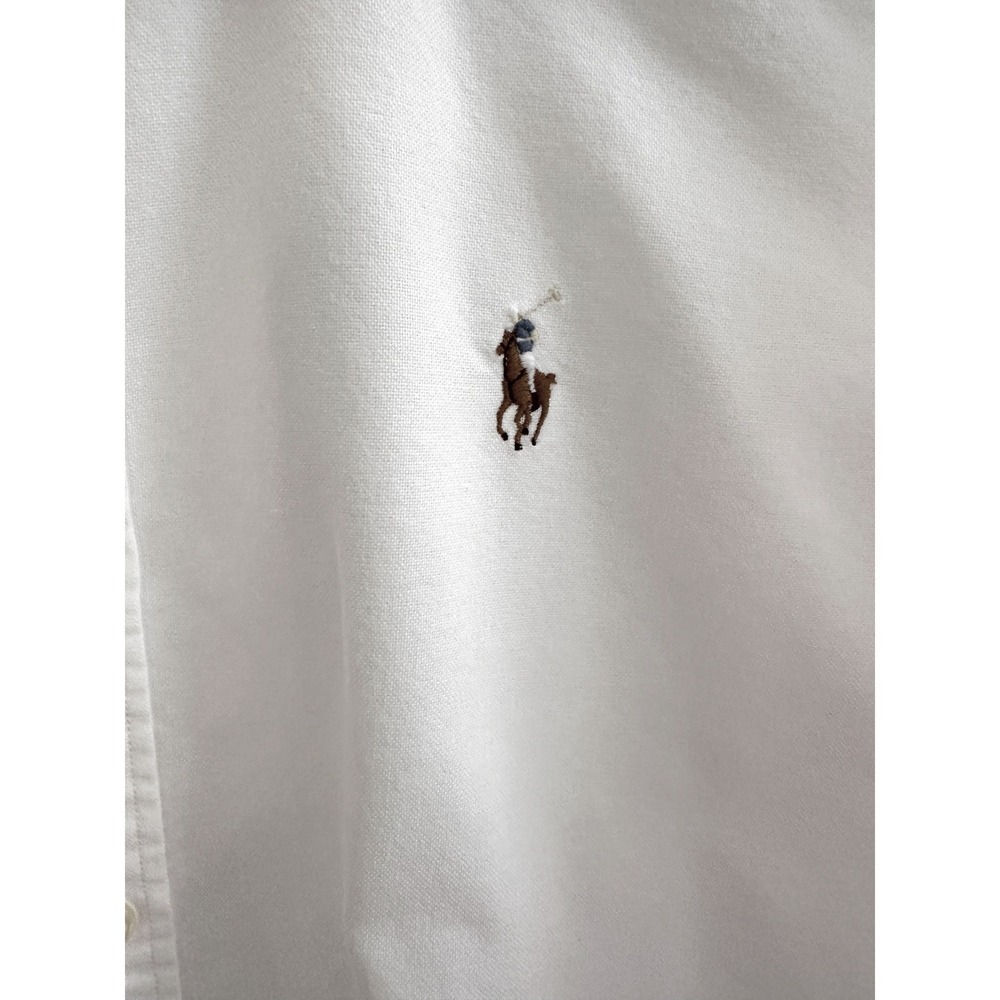 Ralph Lauren Women's Sz 10 Slim Fit White Long Sleeve Cotton Oxford Shirt - Picture 6 of 7